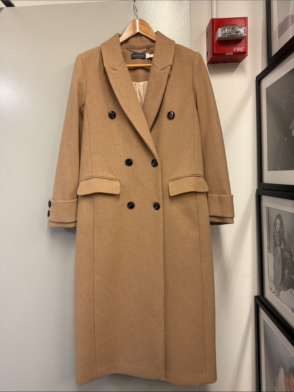 Mint Velvet Camel Double-Breasted Wool Coat